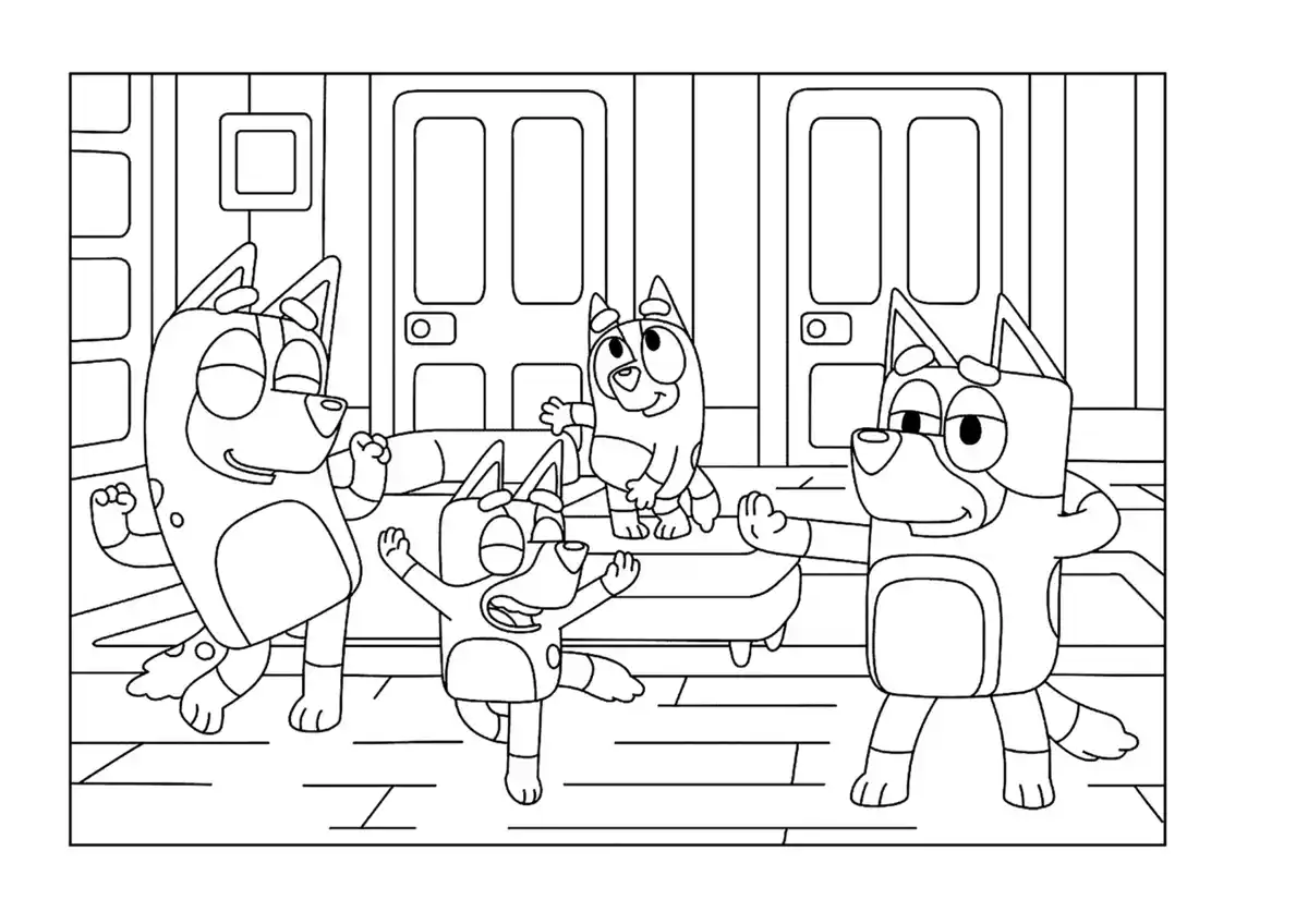 Free Coloring Pages PDF, Bluey Dance Coloring Pages Pdf